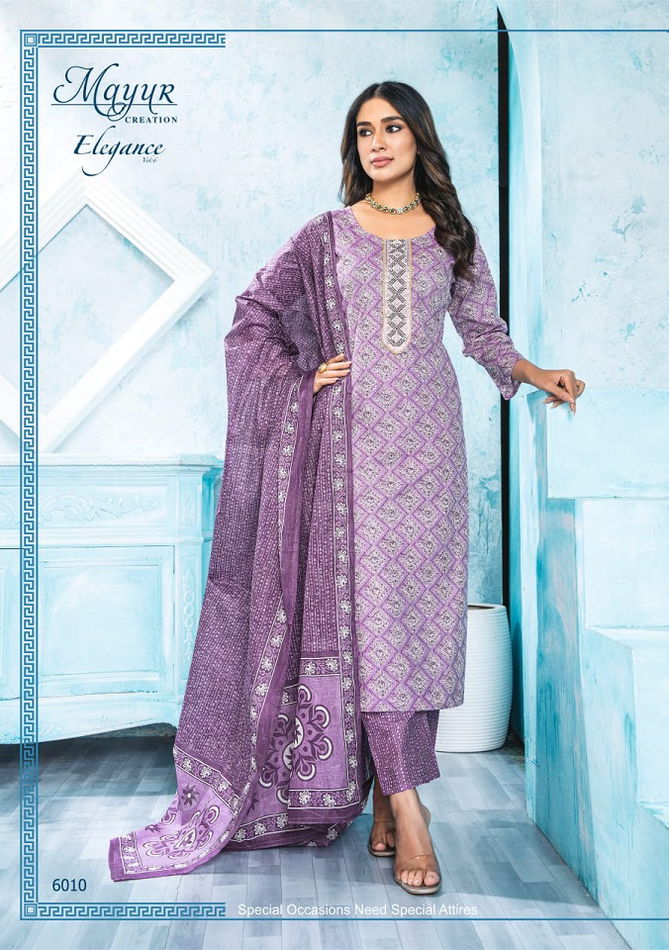 Eligance Vol 6 By Mayur Embroidery Neck Cotton Dress Material Wholesale Shop In Surat